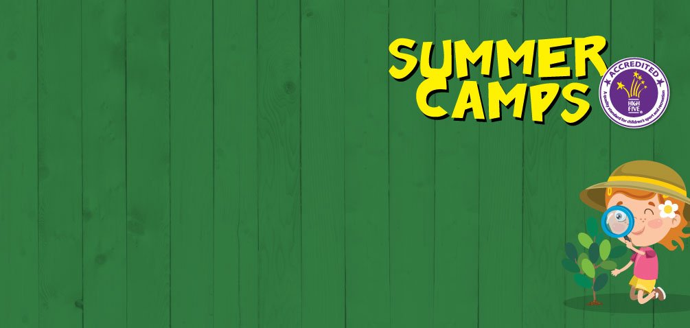 Summer camp illustration of child with magnifying glass